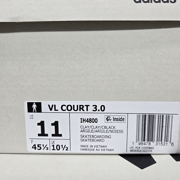 New adidas VL Court 3.0 Clay Core Black Men\'s Shoes Size 11 main image 5